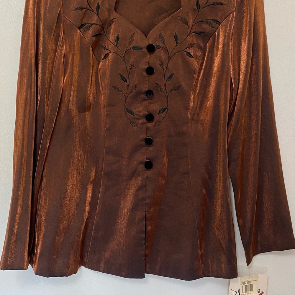 Vintage Iridescent Embroidered Blazer Jacket Women’s D.J. Size 6 NWT Whimsigoth - Picture 4 of 10